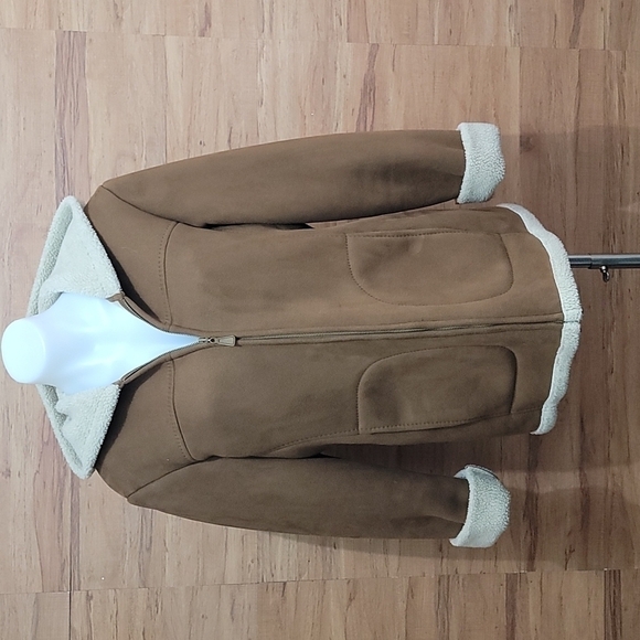 JONES new york brown fleece jacket with hoodie - Picture 1 of 6